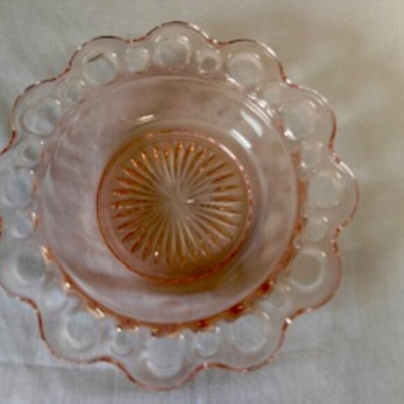 Anchor Hocking Old Colony Lace Edge Pink Depression Glass Bowl Vintage - Picture 4 of 4